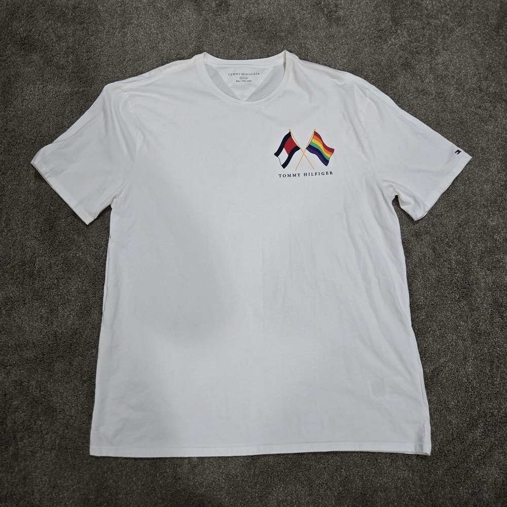 Tommy Hilfiger Shirt Medium Designer Unisex Pride Flag Logo T Shirt White XXL